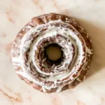 Moist chocolate donut cake with ganache glaze