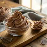 Chocolate whipped cream in a glass bowl