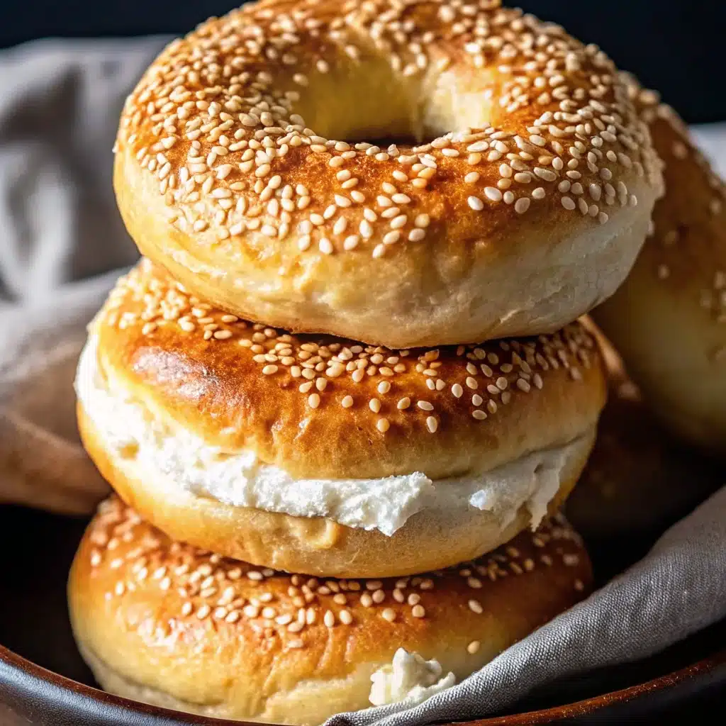Sweet cottage cheese bagel with  peanut butter