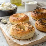 Freshly baked cottage cheese bagels recipe with golden crust