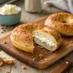 High Protein Cottage Cheese Bagels Recipe on cutting board