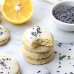 Lemon Lavender Cookies on rustic plate with fresh lemon zest