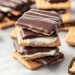 Chocolate Covered Graham Crackers stacked close up