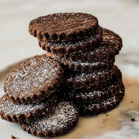 Chocolate Shortbread Cookies sliced dough ready to bake