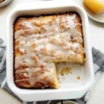 Honey Bun Cake slice with cinnamon glaze