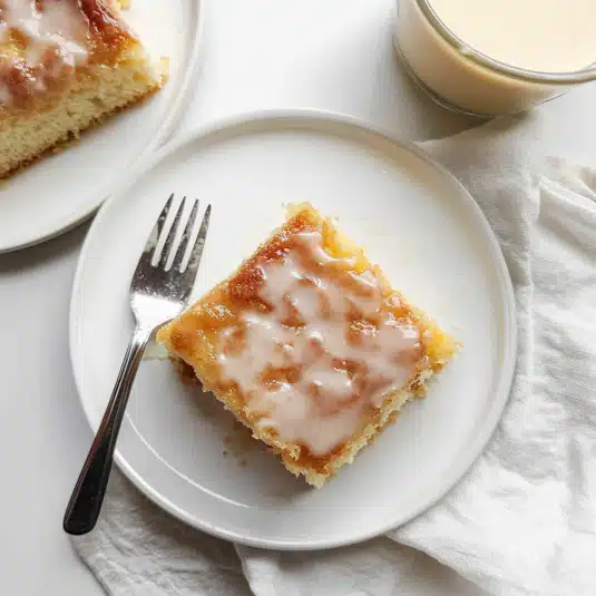 Honey Bun Cake batter with cinnamon sugar