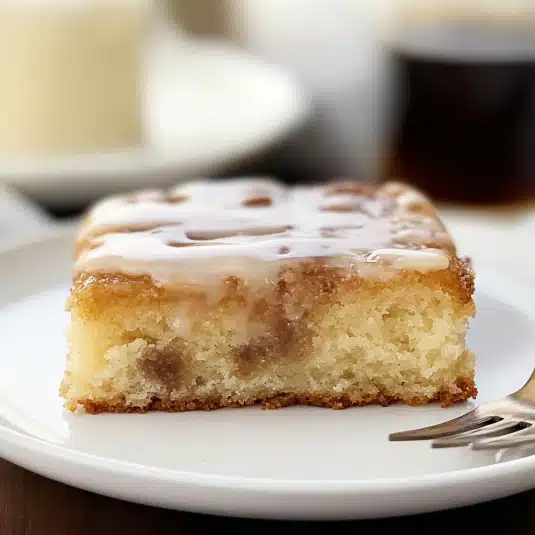 Glazing warm Honey Bun Cake