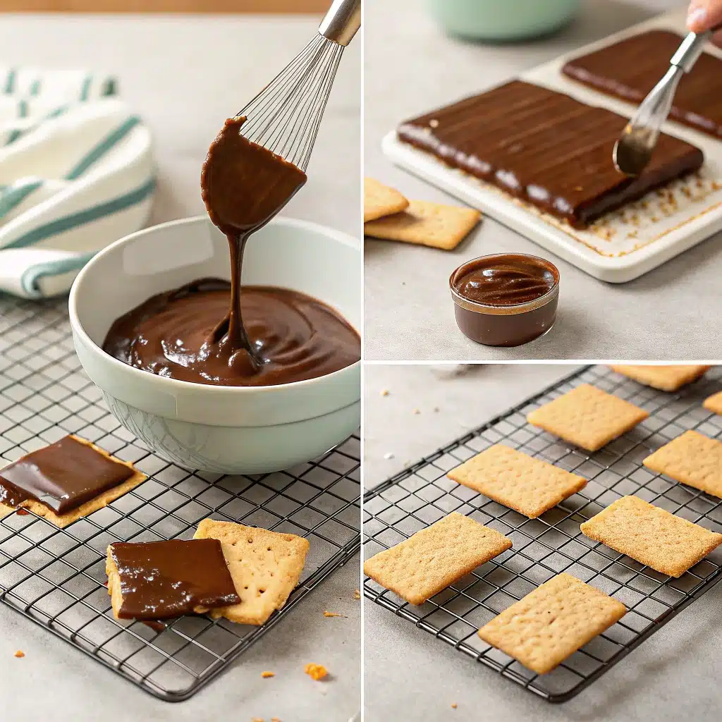 Making chocolate covered graham crackers at home