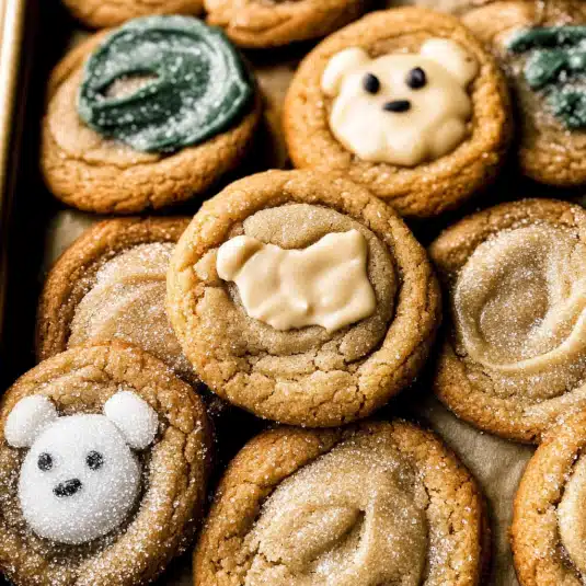 chewy brown butter sugar cookies stacked on parchment paper, with one cookie showing a bite taken out for texture.