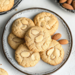Soft almond cookies made with almond flour, topped with sliced almonds and baked until lightly golden
