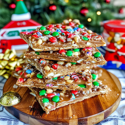 Christmas Crack made with saltine crackers, buttery toffee